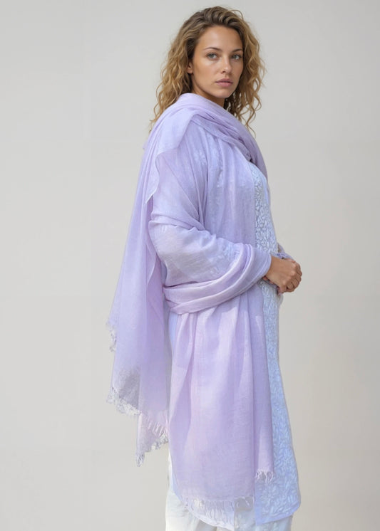 Premium Lavender Pure Cashmere Wrap - Handwoven Himalayan Luxury Scarf