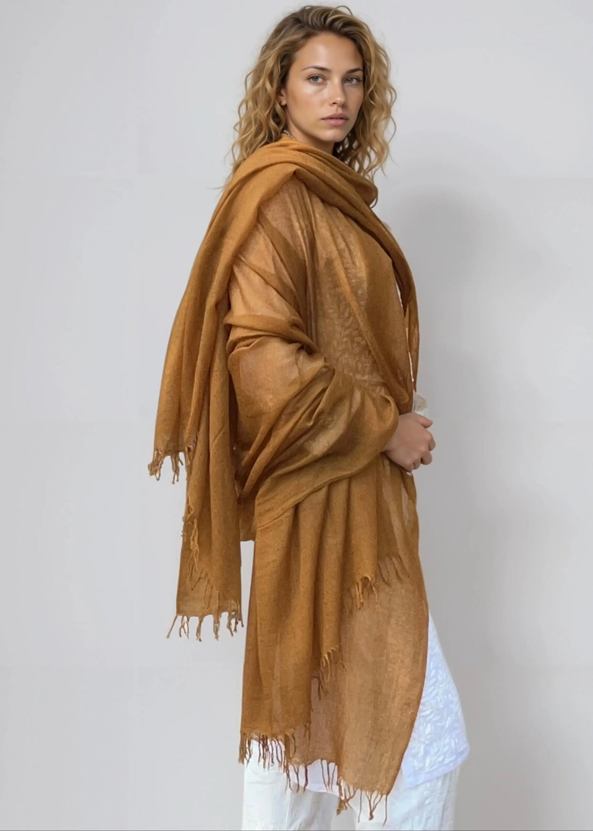 Burnt Bronze Cashmere Wrap – Handloom Himalayan Luxury Scarf