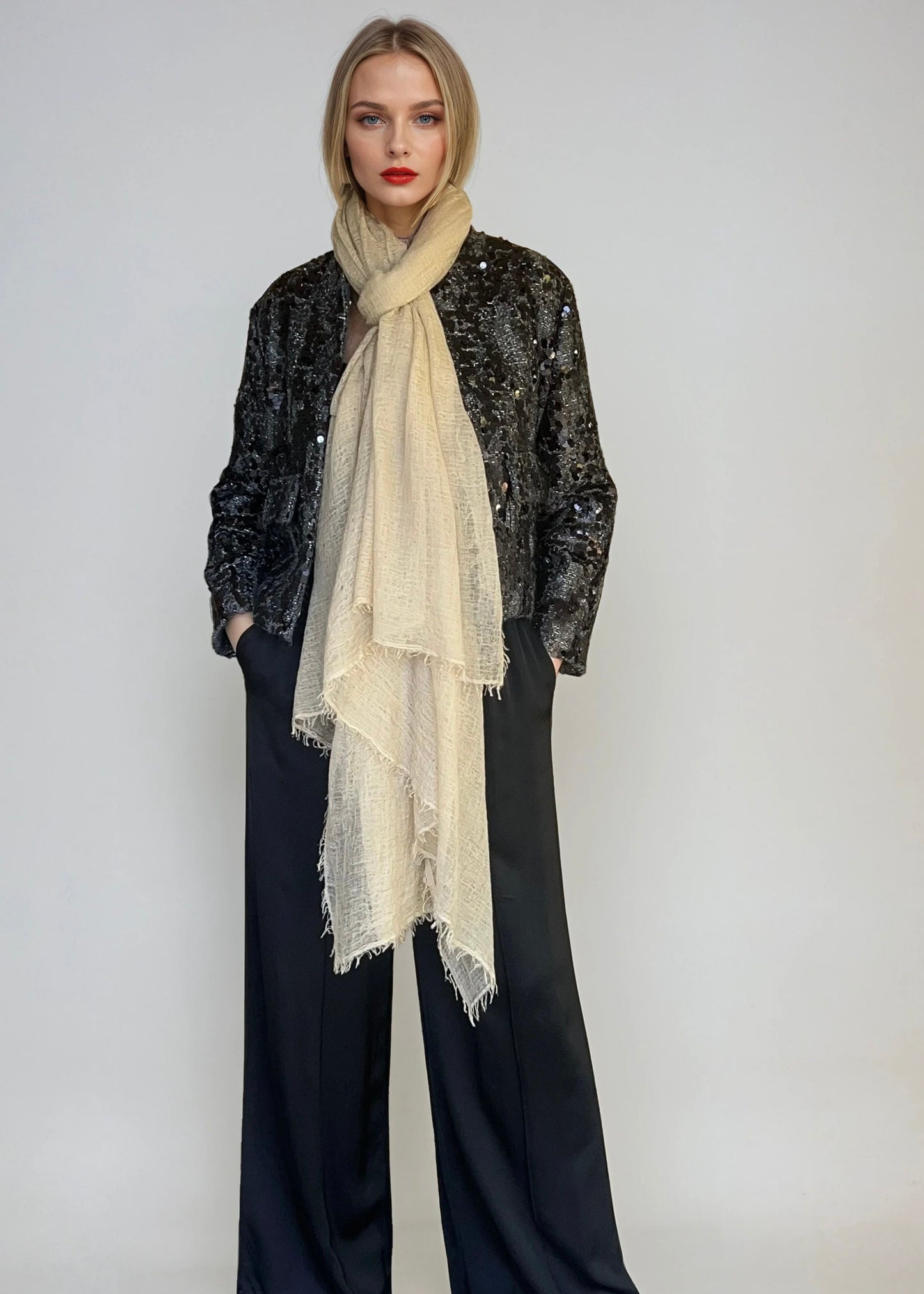 Vanilla Cream Cashmere Wrap | Light Weight Shawl