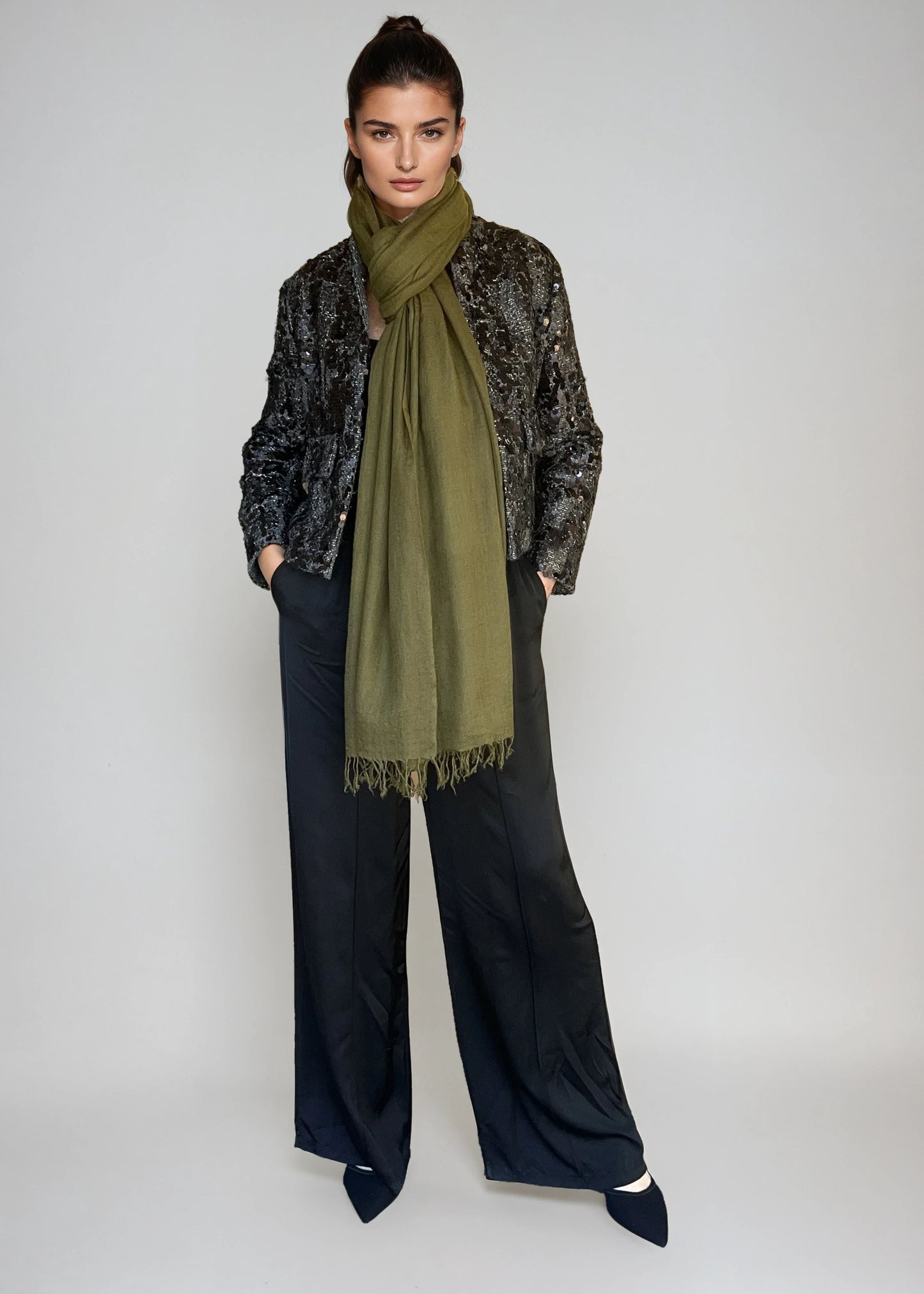 Olive Green | Handloom Luxury Scarf Wrap