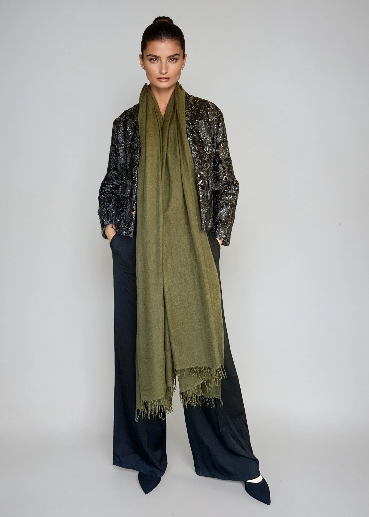 Olive Green | Handloom Luxury Scarf Wrap