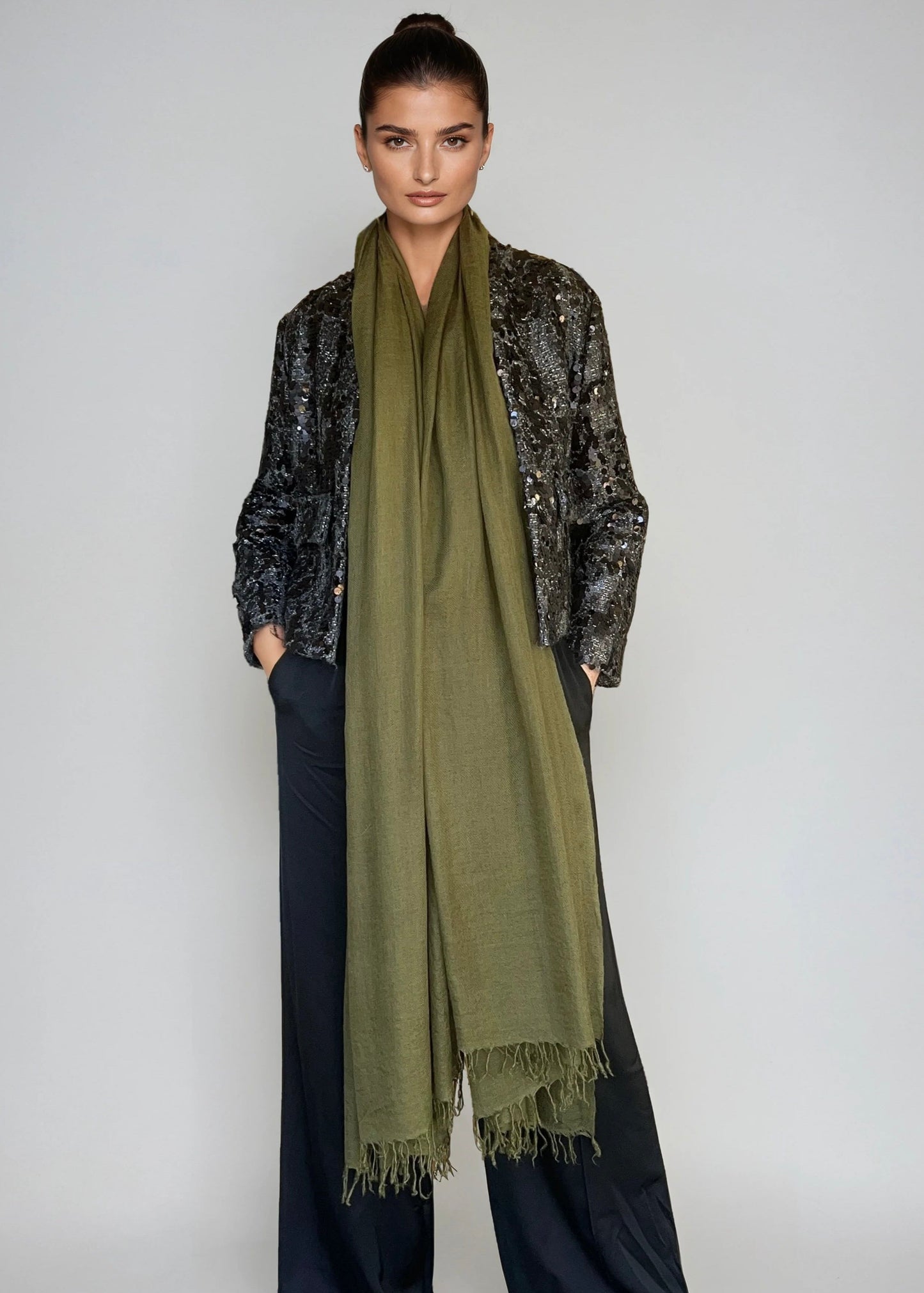 Olive Green | Handloom Luxury Scarf Wrap