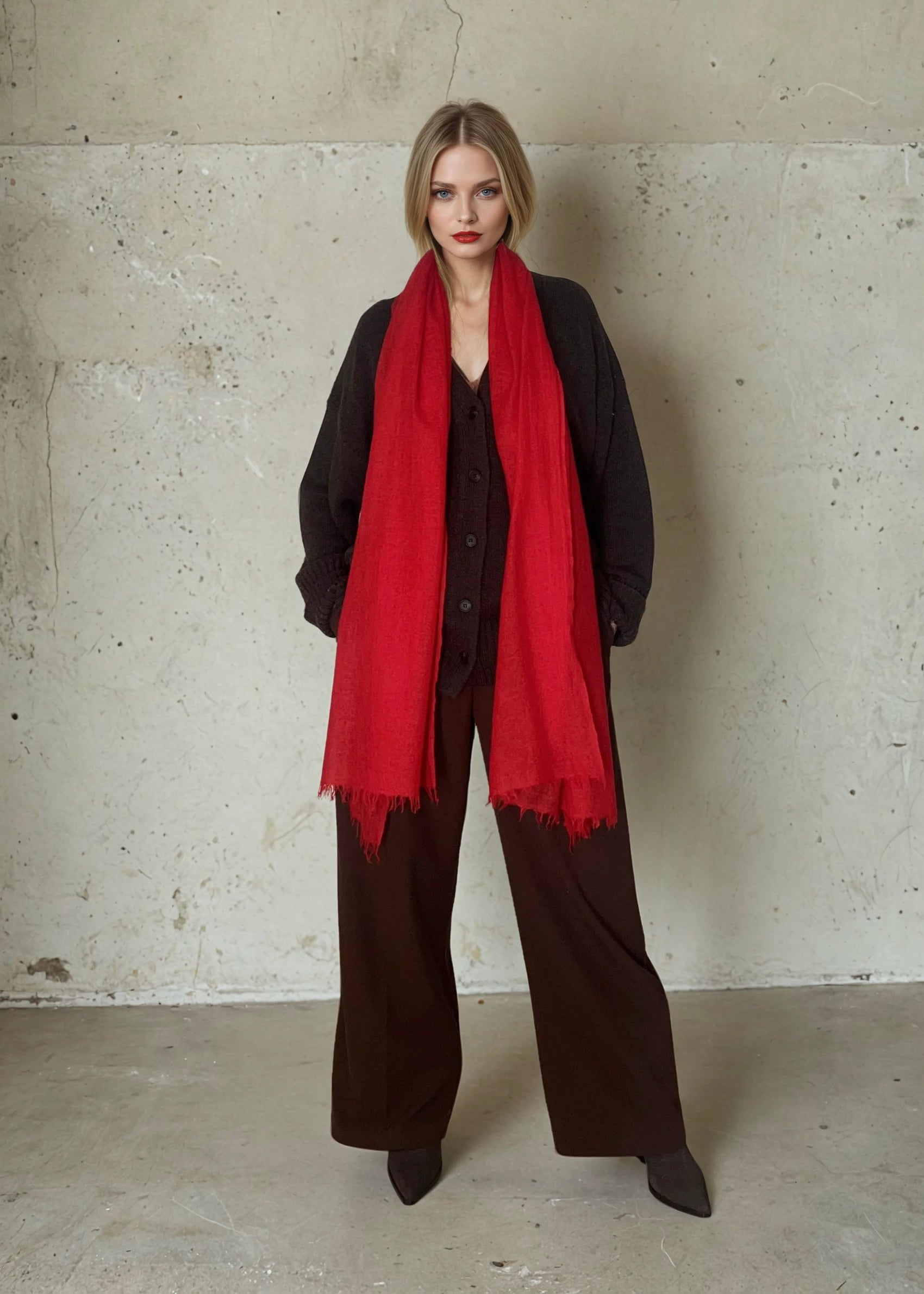 Cheery Red Cashmere Scarf