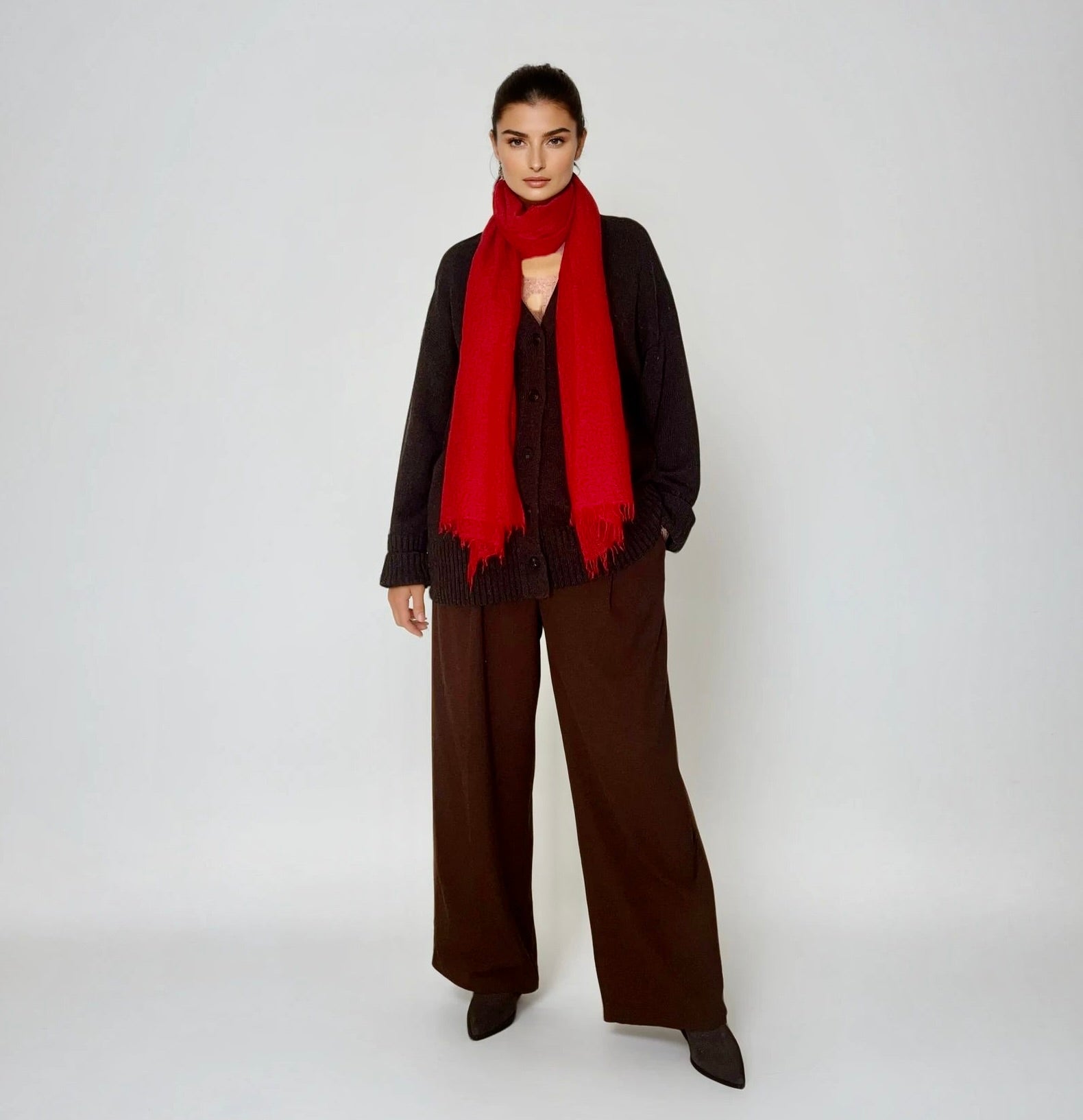 Cheery Red Cashmere Scarf