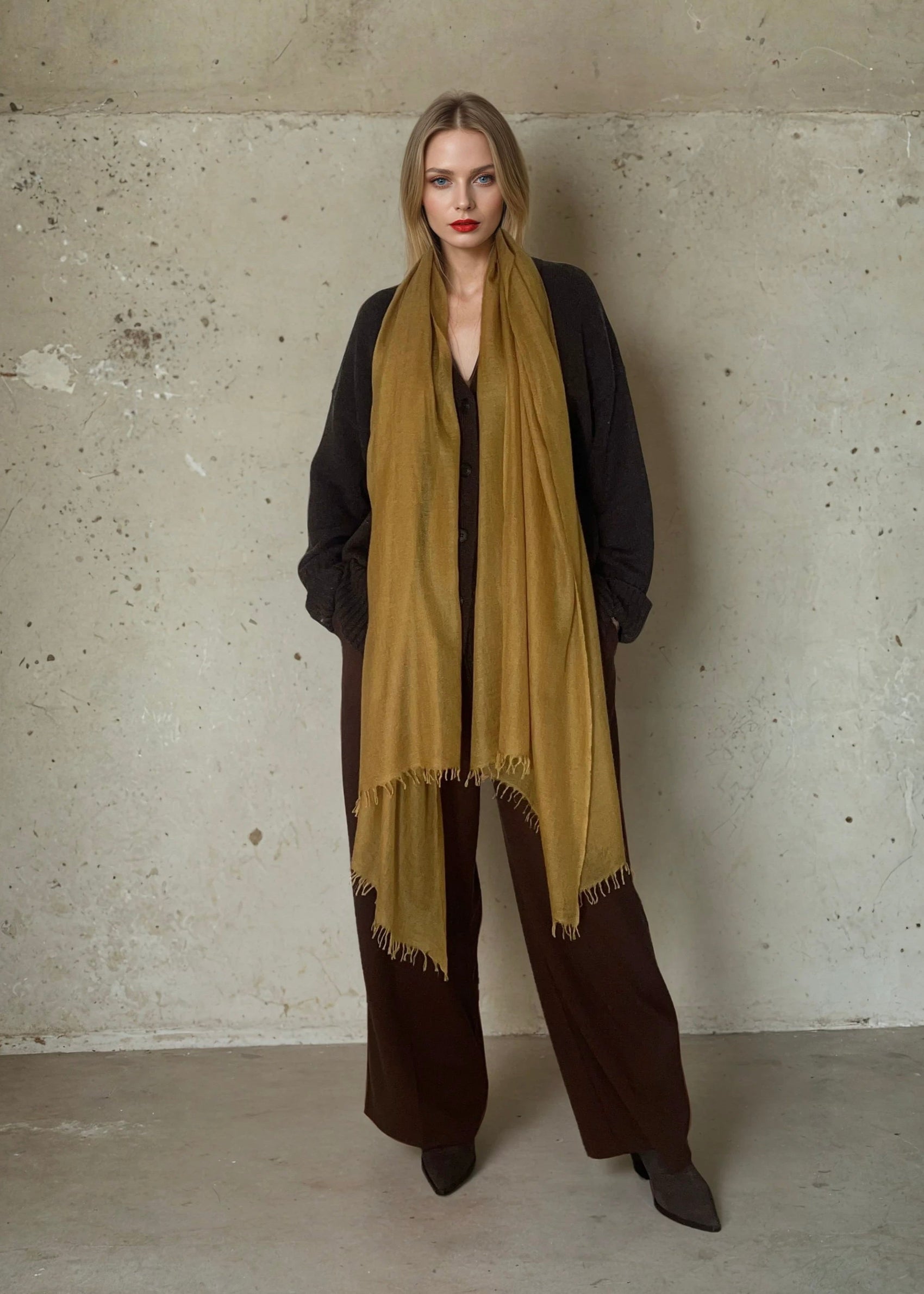 Golden Mustard Cashmere Scarf