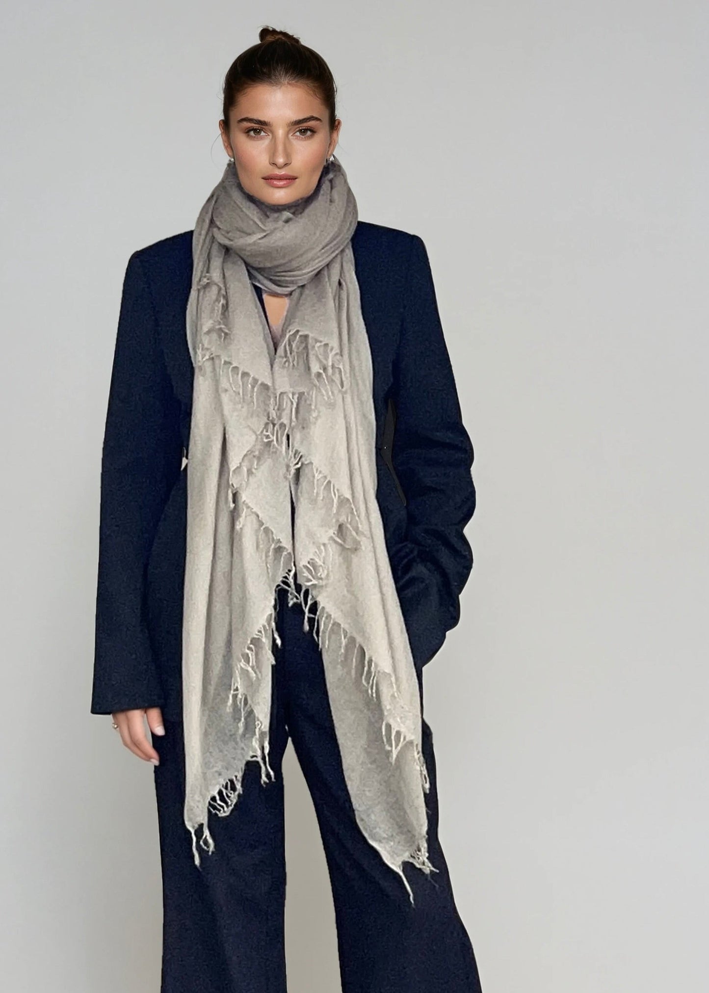 Taupe Cashmere Wrap | 100% Handwoven Luxury Pashmina Shawl