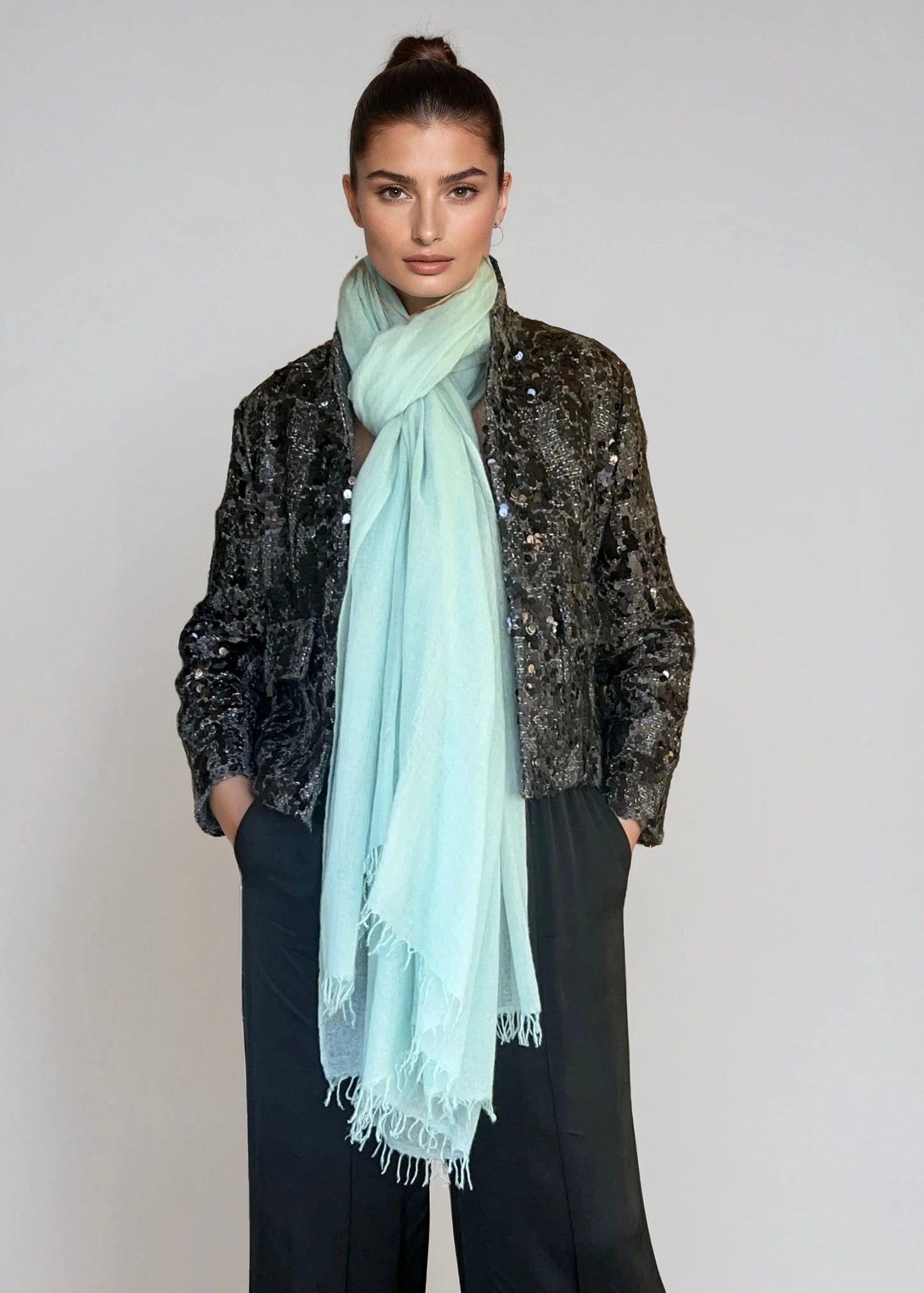 REINES KASCHMIR-OPALBLAUES WRAP