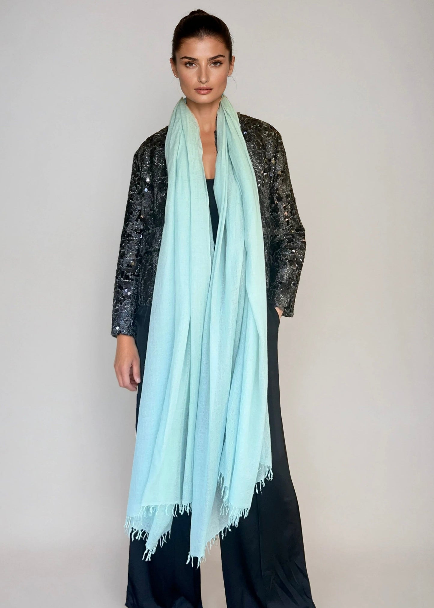 REINES KASCHMIR-OPALBLAUES WRAP