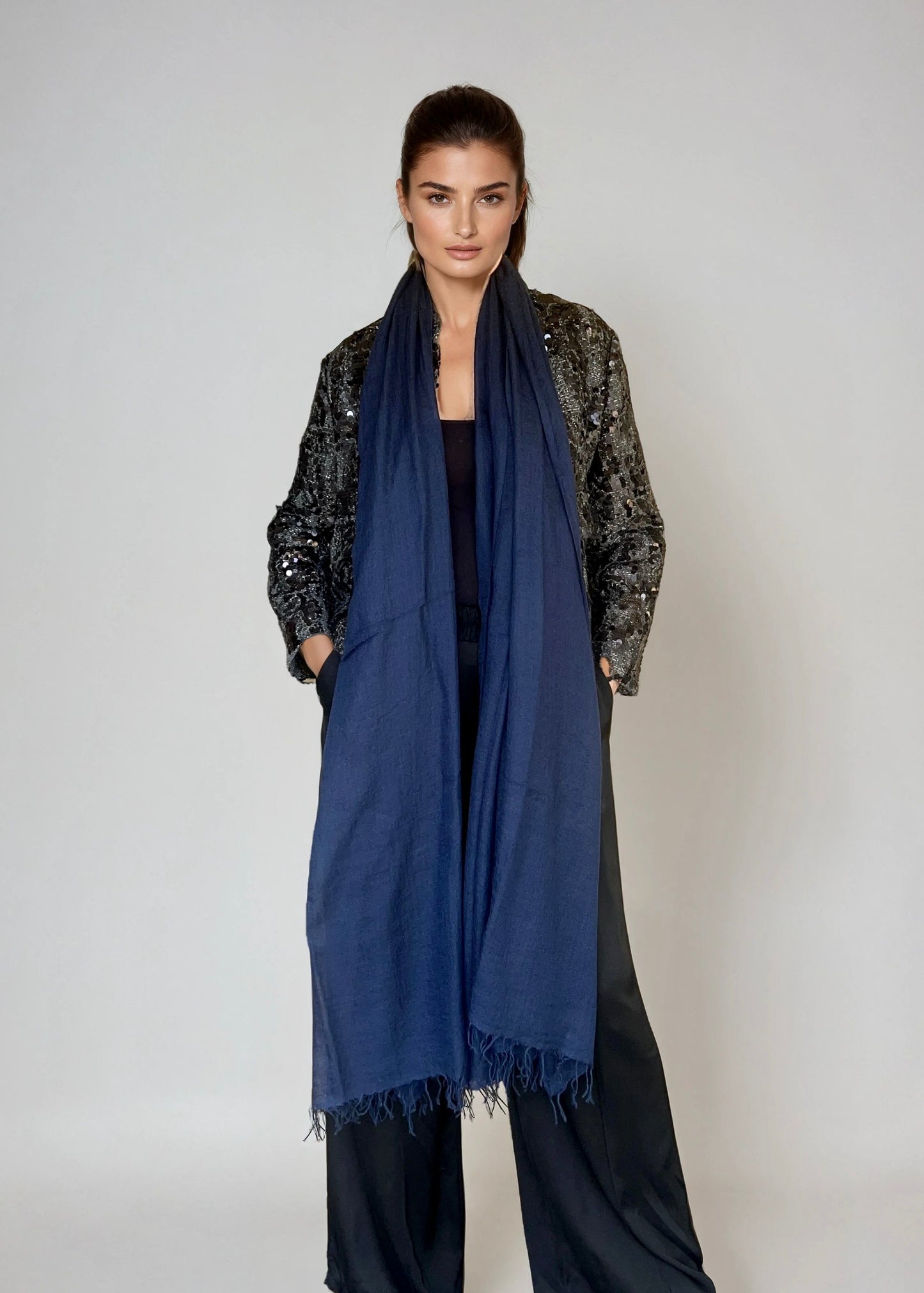 WRAP AUS REINEM KASCHMIR, MARINEBLAU