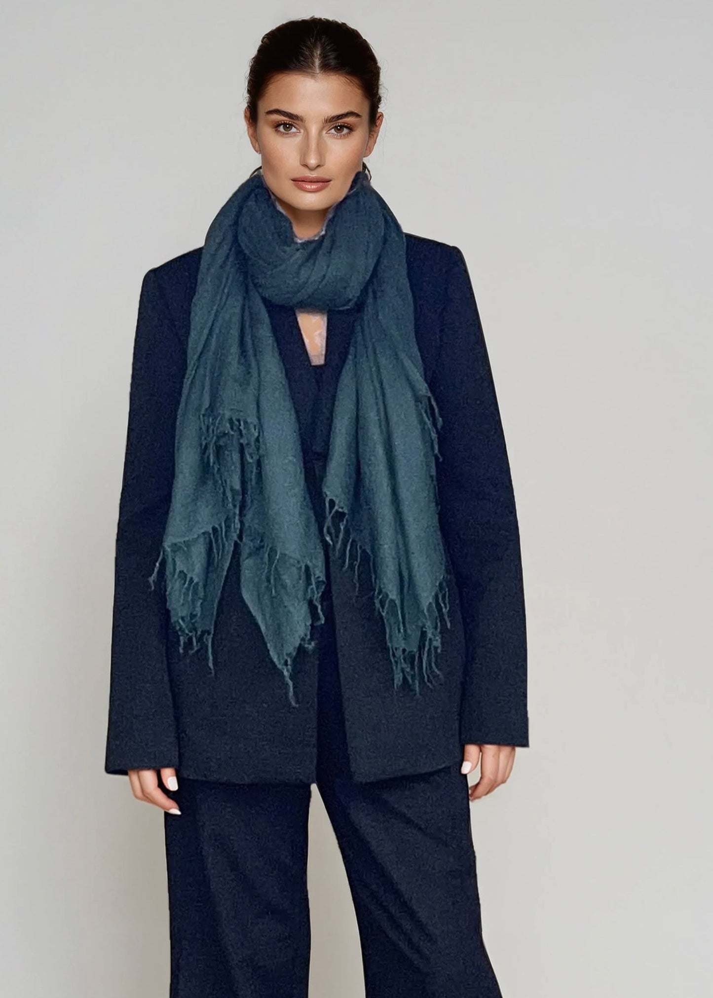 Midnight Teal Cashmere Wrap | 100% Handwoven Luxury Shawl