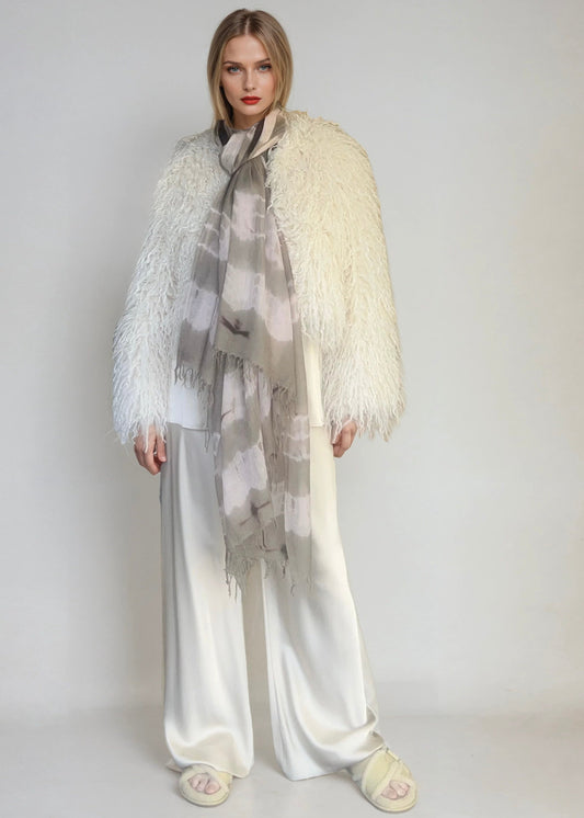 Taupe & Soft Pink | Hand-Woven Extra Large Cashmere Wrap | Limited Edition