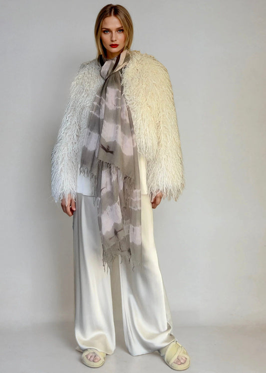 Taupe & Soft Pink | Hand-Woven Extra Large Cashmere Wrap | Limited Edition