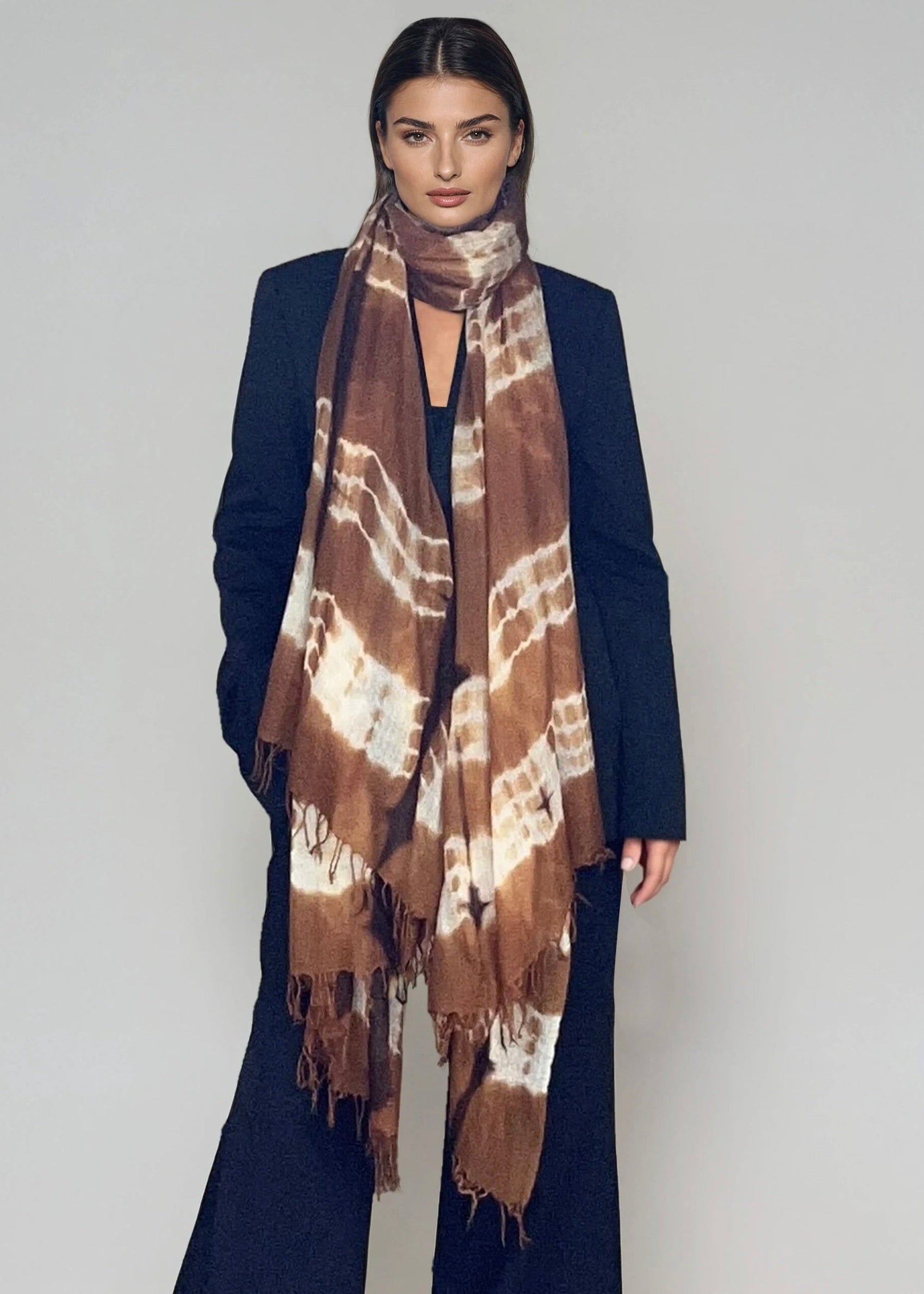 Premium Bronze Brown Handwoven Cashmere Wrap - Limited Edition Luxury