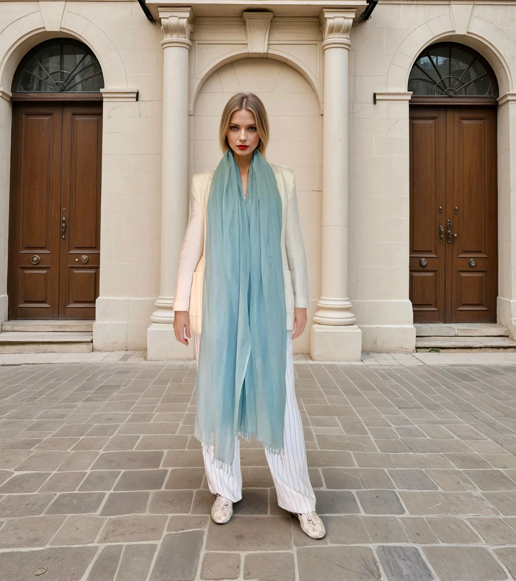 PURE CASHMERE OPAL BLUE WRAP