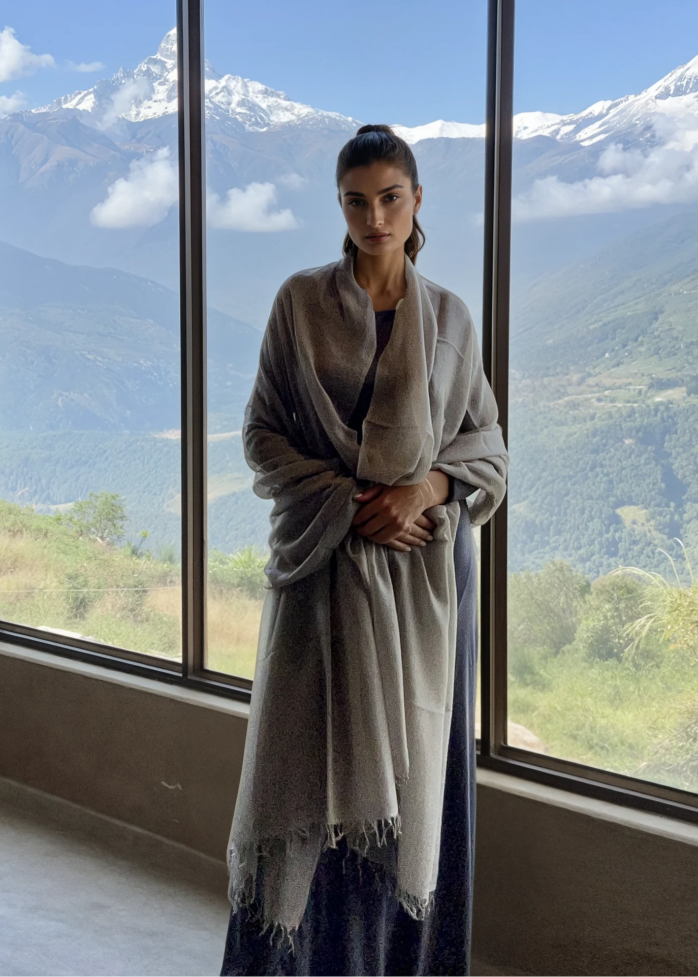 Taupe Cashmere Wrap | 100% Handwoven Luxury Pashmina Shawl