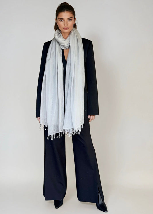 Premium Light Grey Pure Cashmere Wrap - Handwoven Himalayan Luxury Scarf