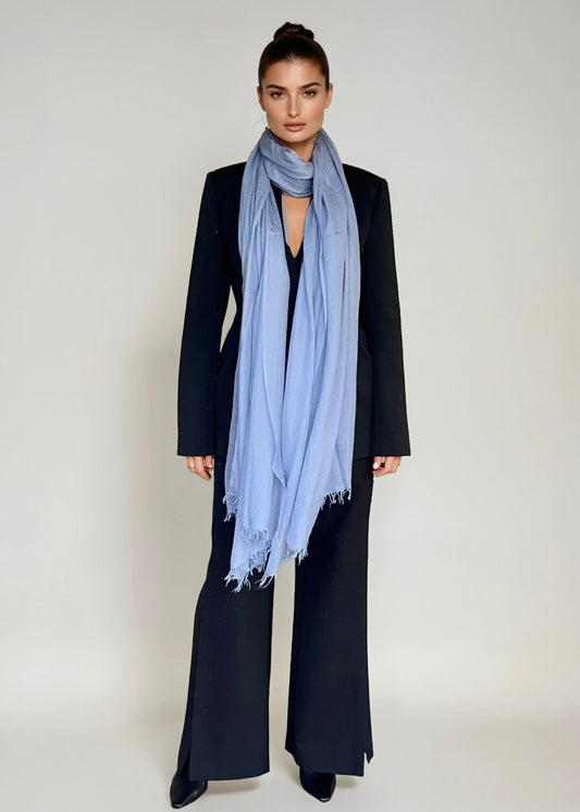 Premium Faded Denim Cashmere Wrap - Handwoven Himalayan Luxury Scarf