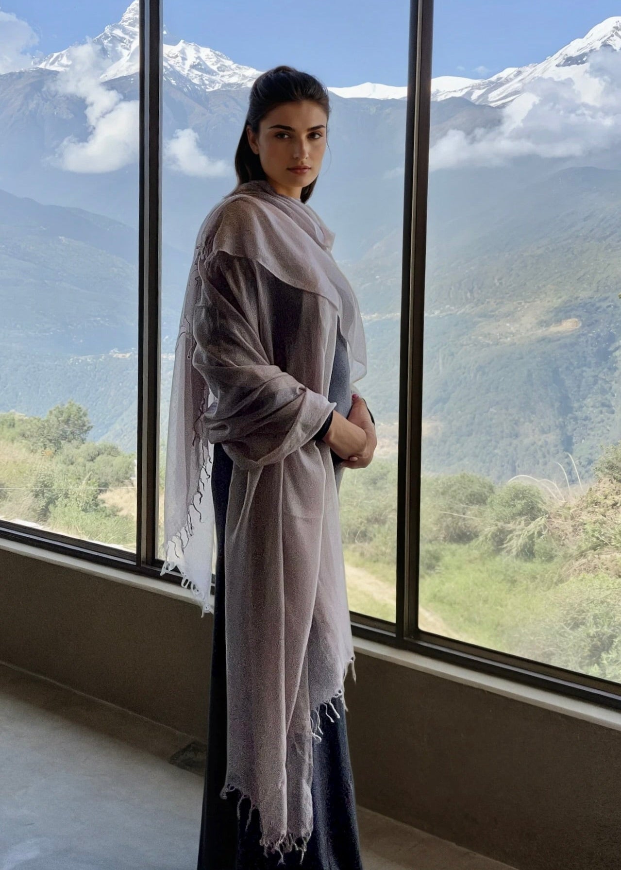 Lavender Grey Cashmere Wrap | 100% Handwoven Luxury Shawl