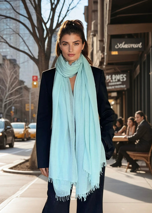 REINES KASCHMIR-OPALBLAUES WRAP