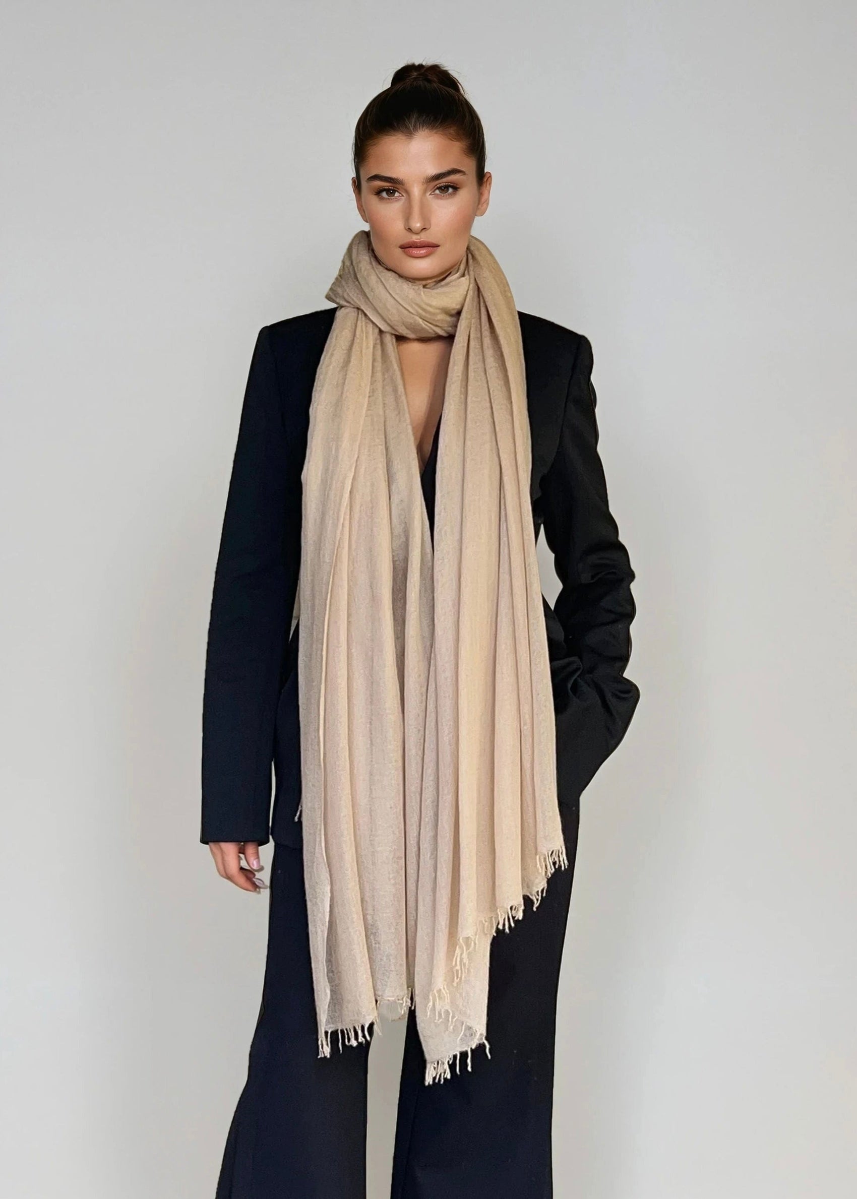 Premium Natural Cashmere Wrap - Handwoven Himalayan Luxury Scarf