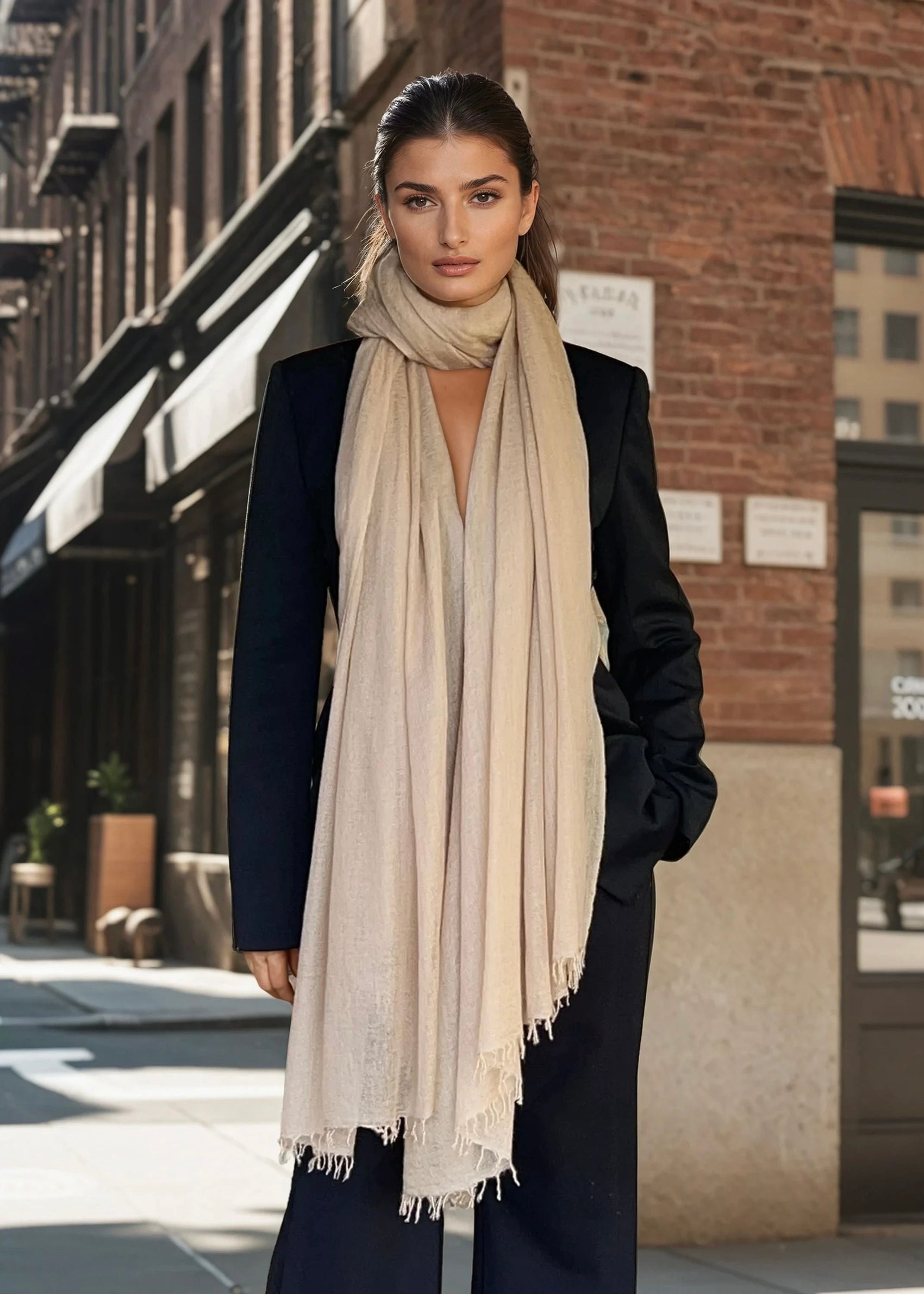 Natural Cashmere Wrap | Hand-loomed Luxury Scarf