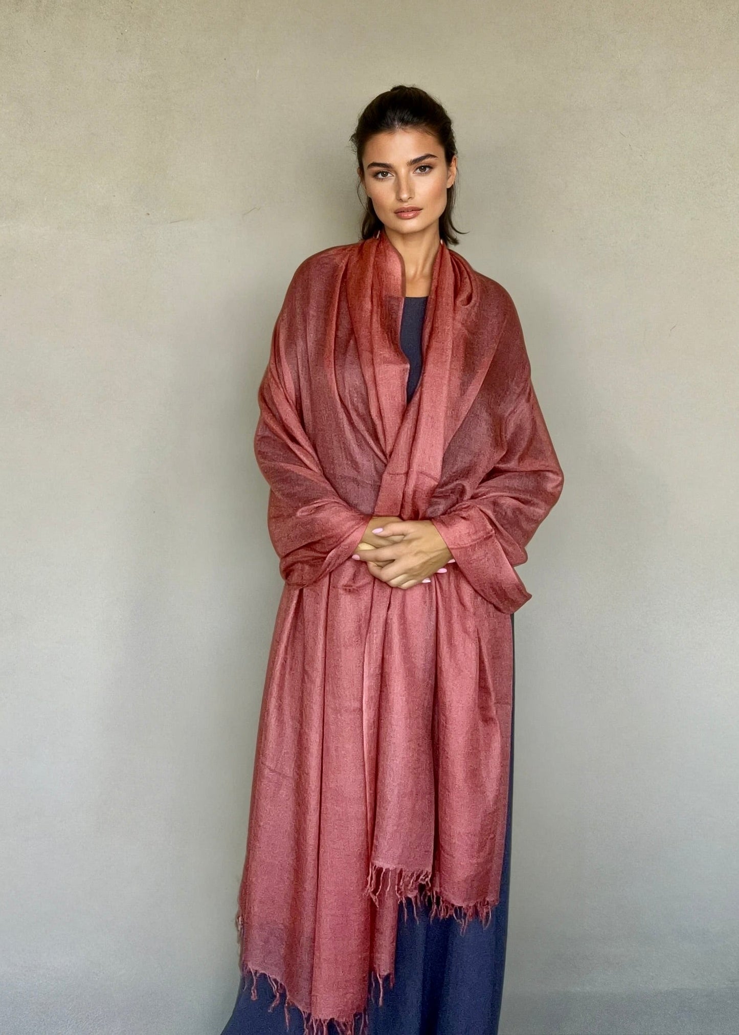 Burnt Sienna Cashmere Wrap | 100% Handwoven Luxury Shawl