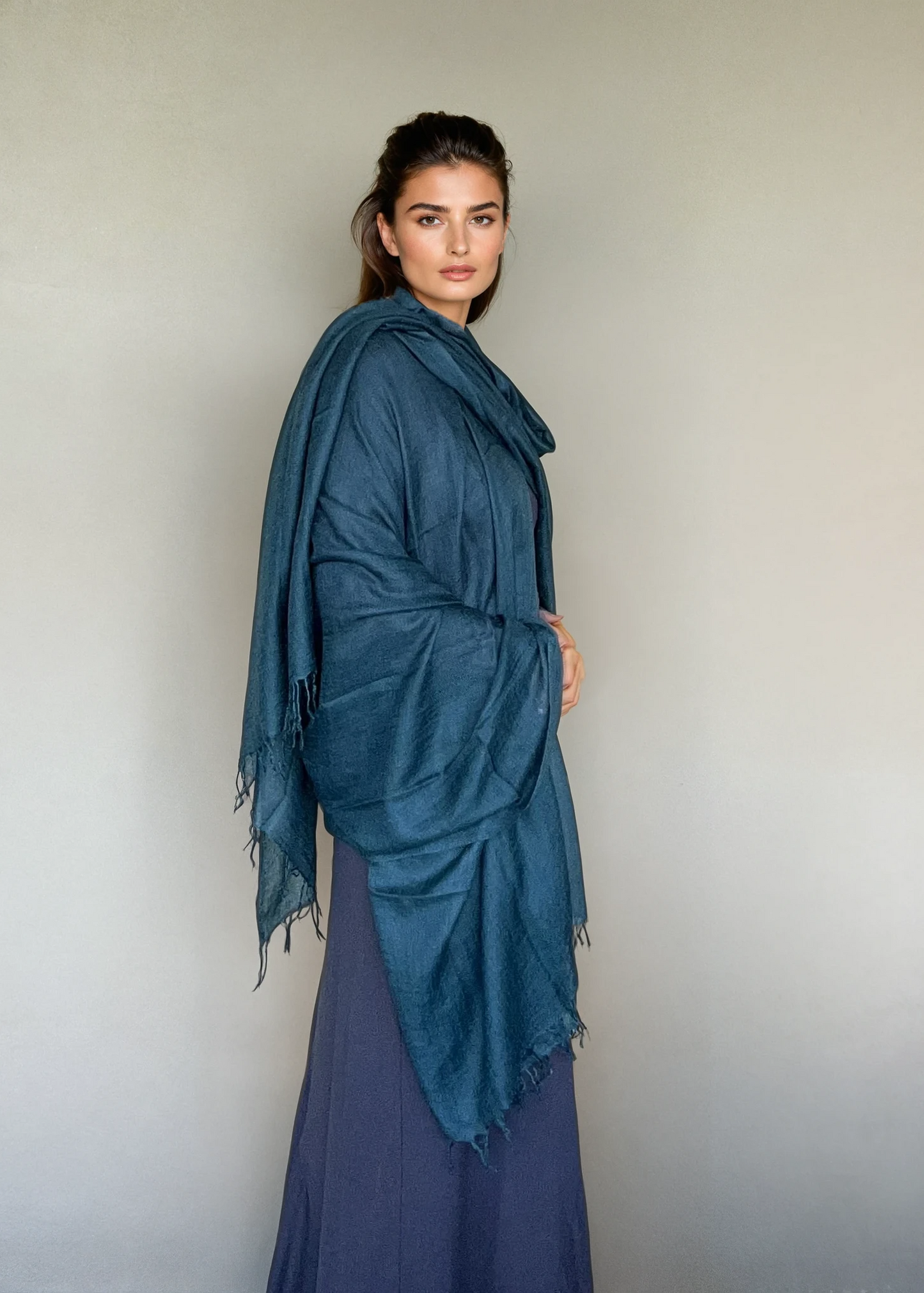 Midnight Teal Cashmere Wrap | 100% Handwoven Luxury Shawl