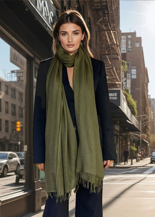 Olive Green | Handloom Luxury Scarf Wrap