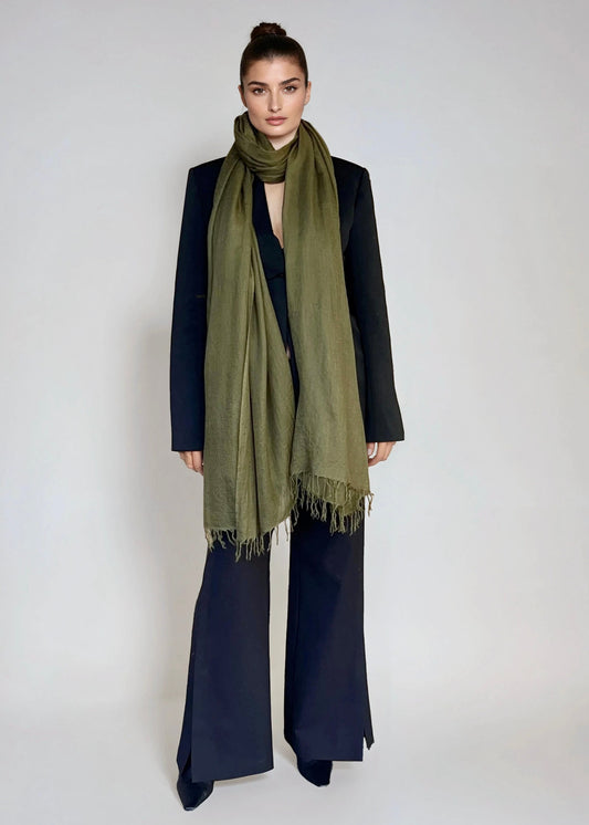 Olive Green | Handloom Luxury Scarf Wrap