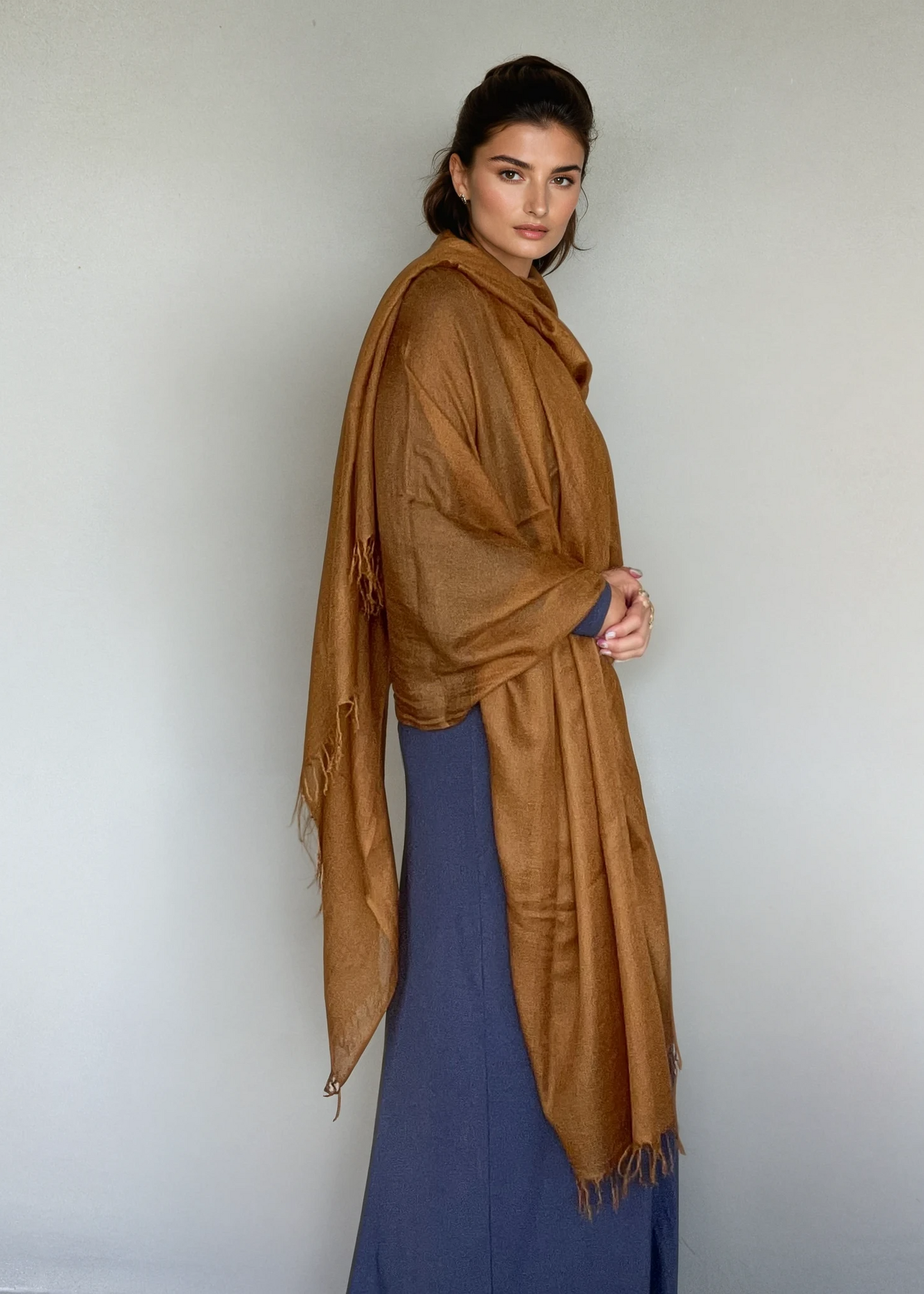 Burnt Bronze Handloom Cashmere Wrap - Luxury Scarf | Cashmere Luxe