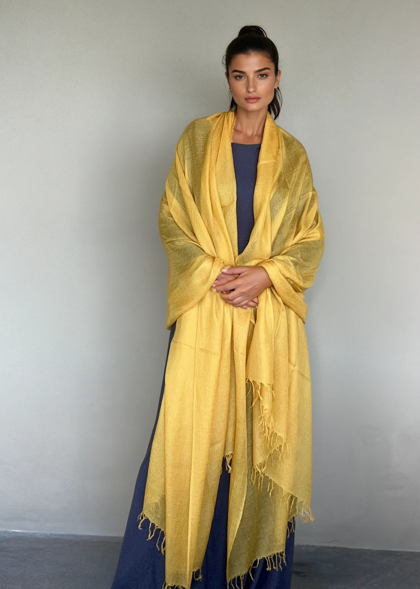 Saffron Handloom Cashmere Wrap - Luxury Scarf | Cashmere Luxe