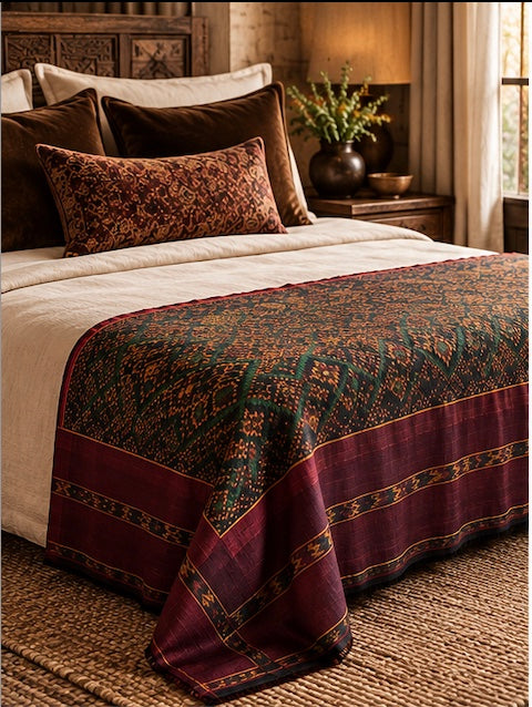Khmer Silk No. 01 — Emerald & Mulberry