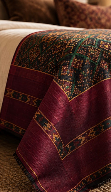Khmer Silk No. 01 — Emerald & Mulberry