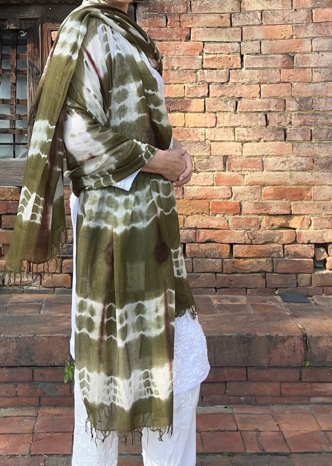 Forest Green, Brown & White Cashmere Wrap – Handloom Himalayan Limited Edition