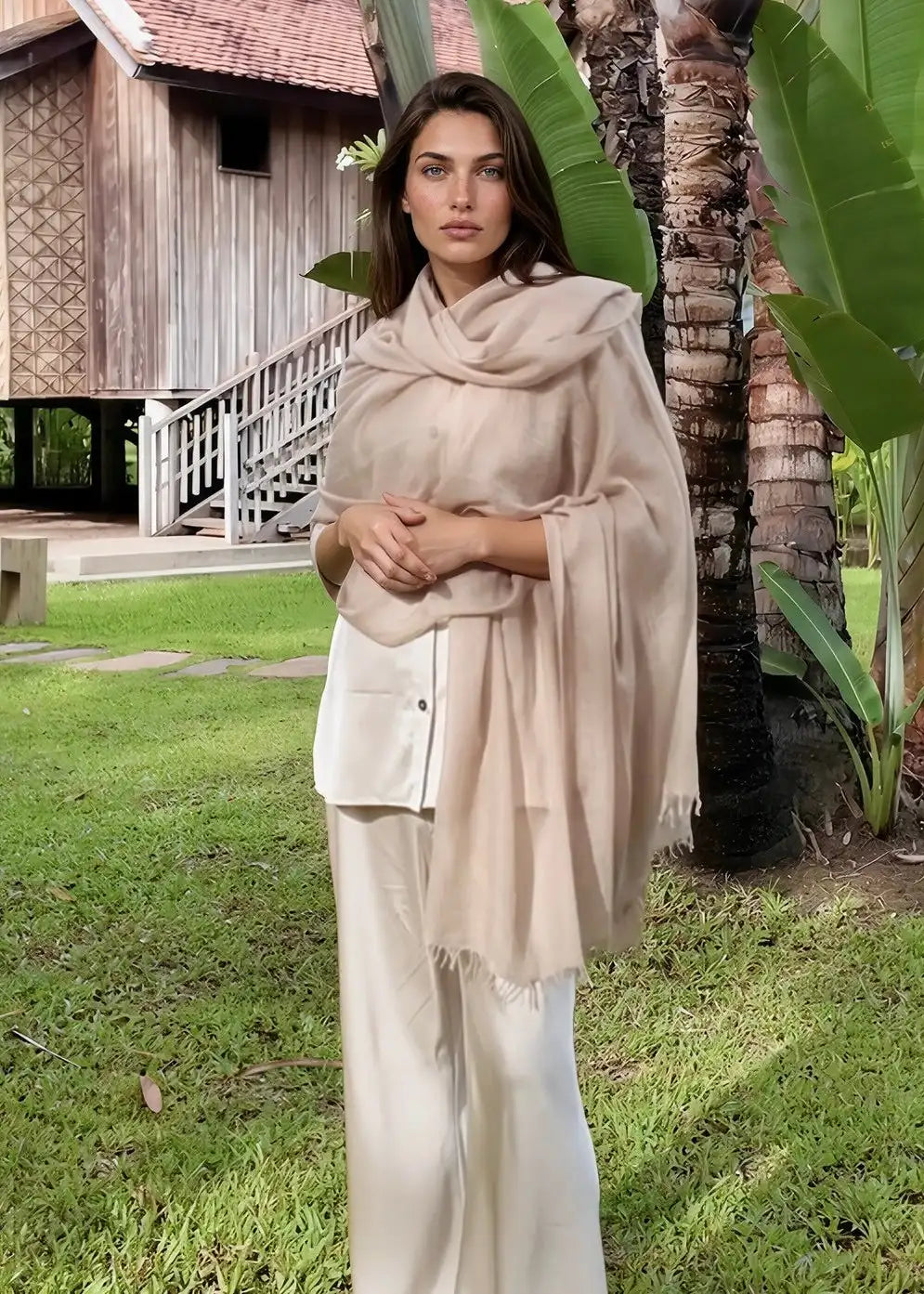 وشاح من الكشمير الطبيعي | وشاح فاخر منسوج يدويًا