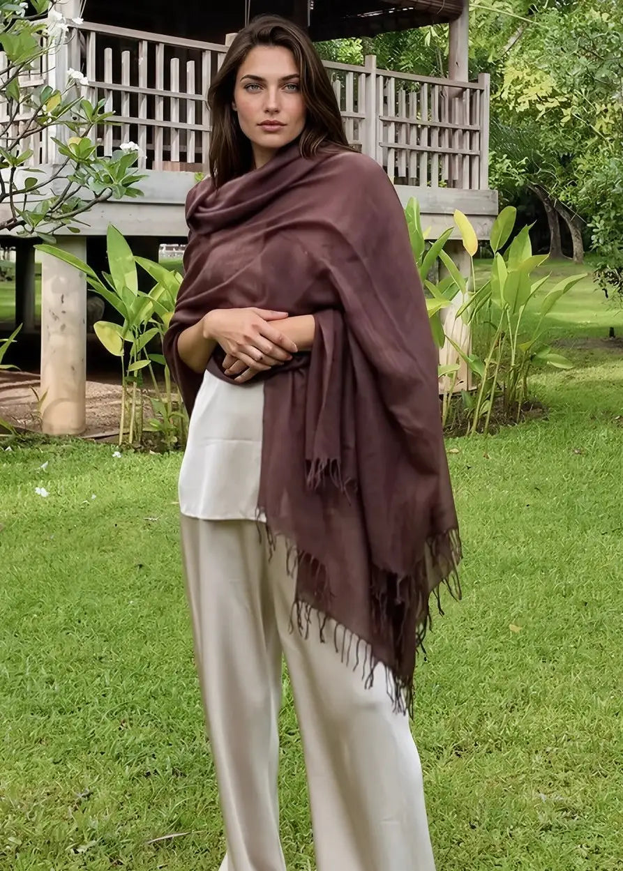 Earth Brown Handwoven Cashmere Wrap