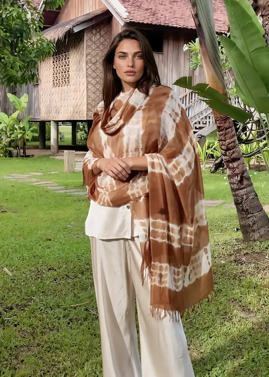 Premium Bronze Brown Cashmere Wrap – Handwoven Himalayan Limited Edition