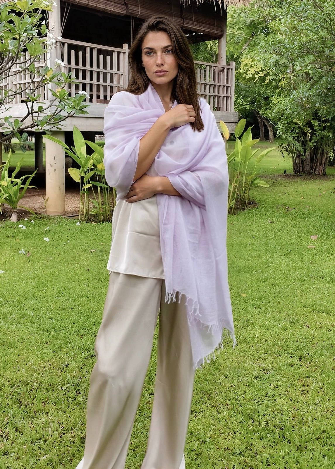Premium Lavender Pure Cashmere Wrap - Handwoven Himalayan Luxury Scarf