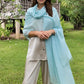 Premium Opal Blue Cashmere Wrap - Handwoven Himalayan Luxury Scarf