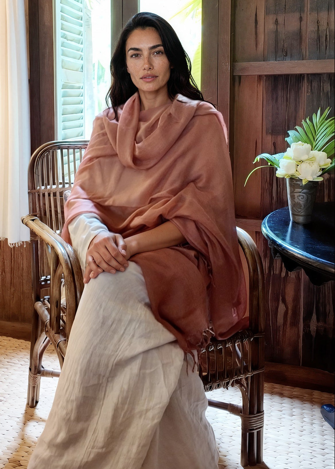 Burnt Sienna Cashmere Wrap | 100% Handwoven Luxury Shawl