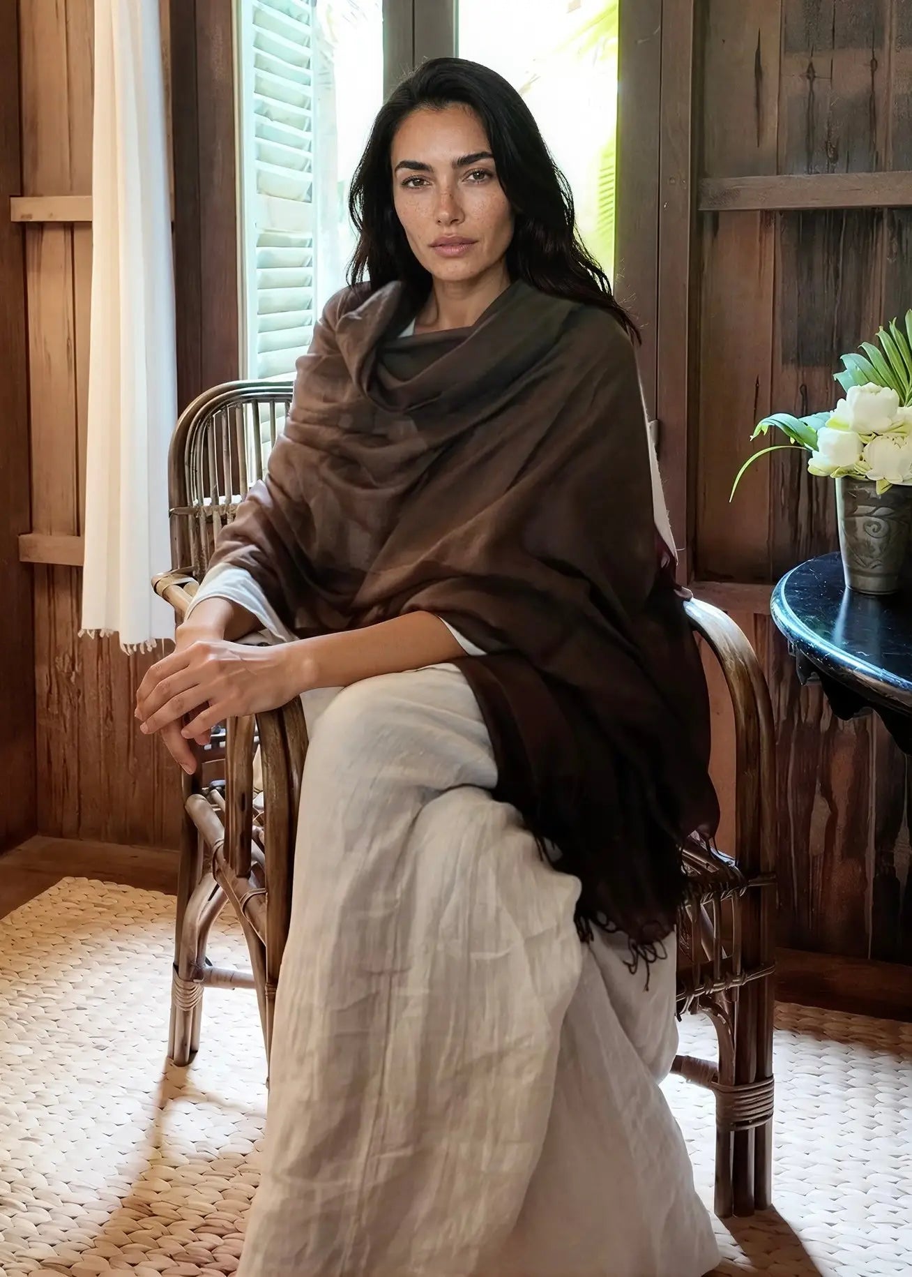 Earth Brown Handwoven Cashmere Wrap