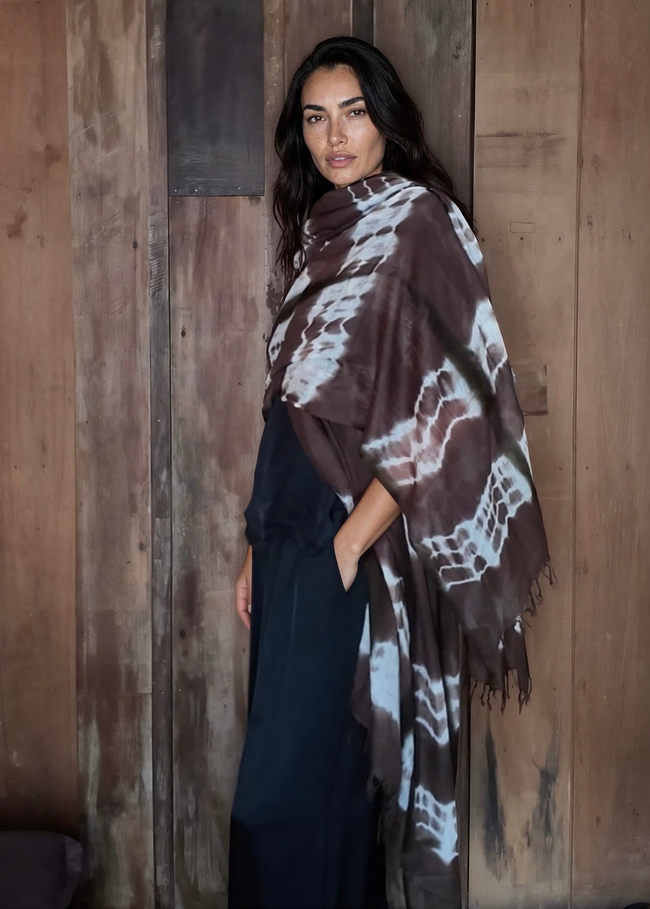 Hand Woven Cashmere Wrap - Earth Brown Forest Green | Cashmere Luxe
