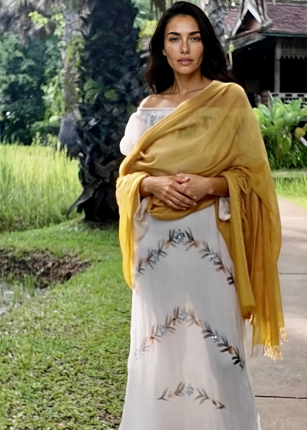 Saffron Cashmere Wrap – Handloom Himalayan Luxury Scarf