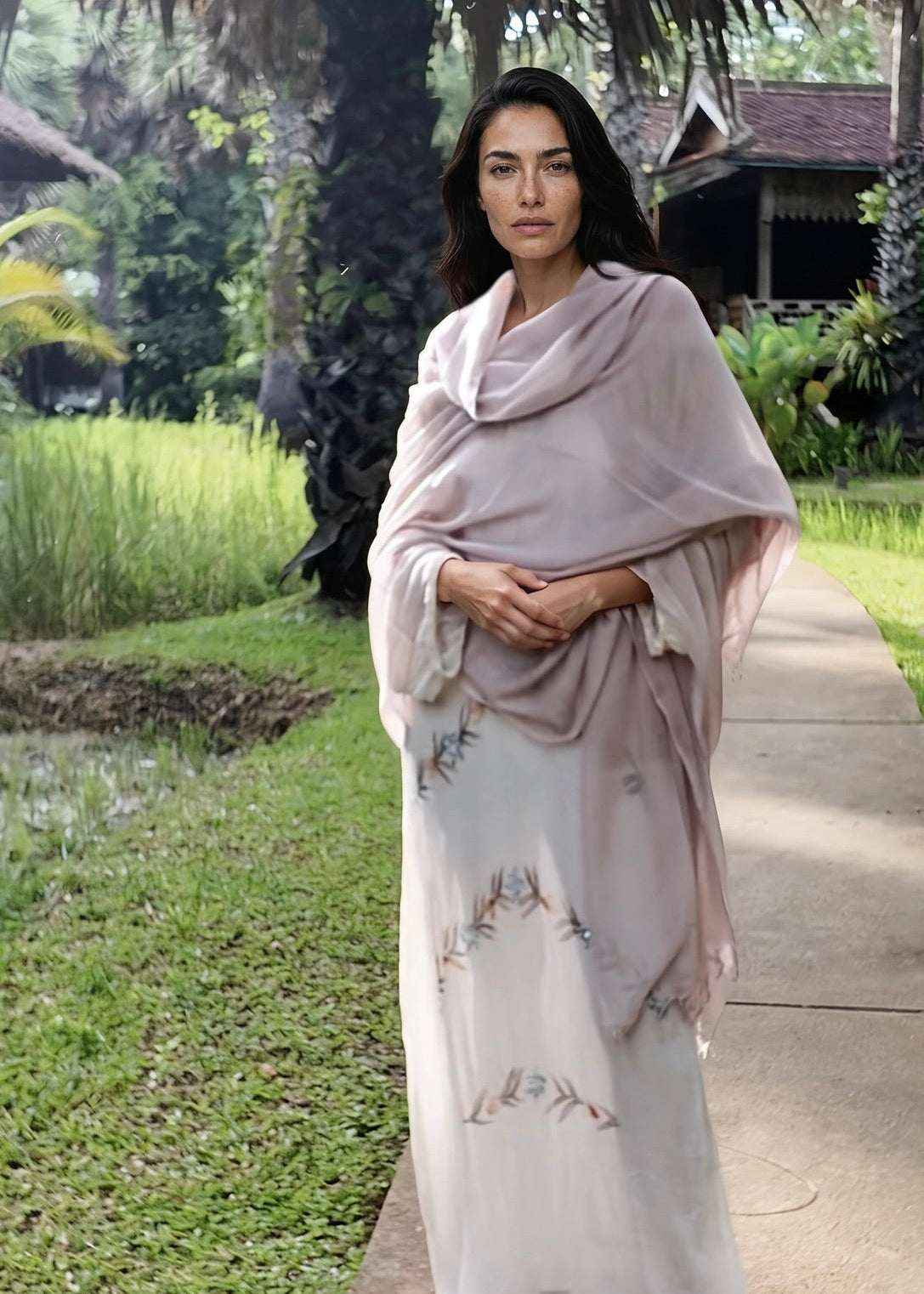 Lavender Grey Cashmere Wrap – Handwoven Himalayan Luxury Shawl