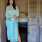 Premium Opal Blue Cashmere Wrap - Handwoven Himalayan Luxury Scarf