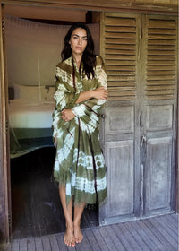Forest Green, Brown & White Cashmere Wrap – Handloom Himalayan Limited Edition