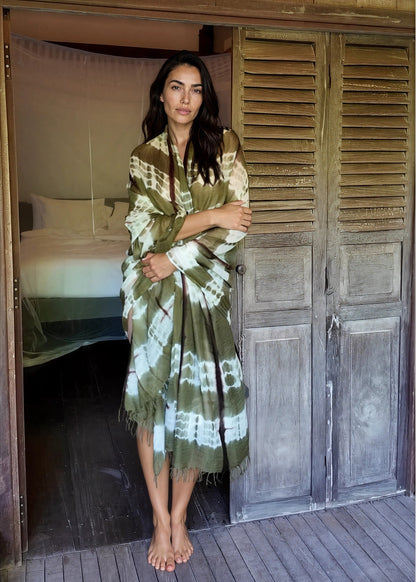 Forest Green, Brown & White Cashmere Wrap – Handloom Himalayan Limited Edition