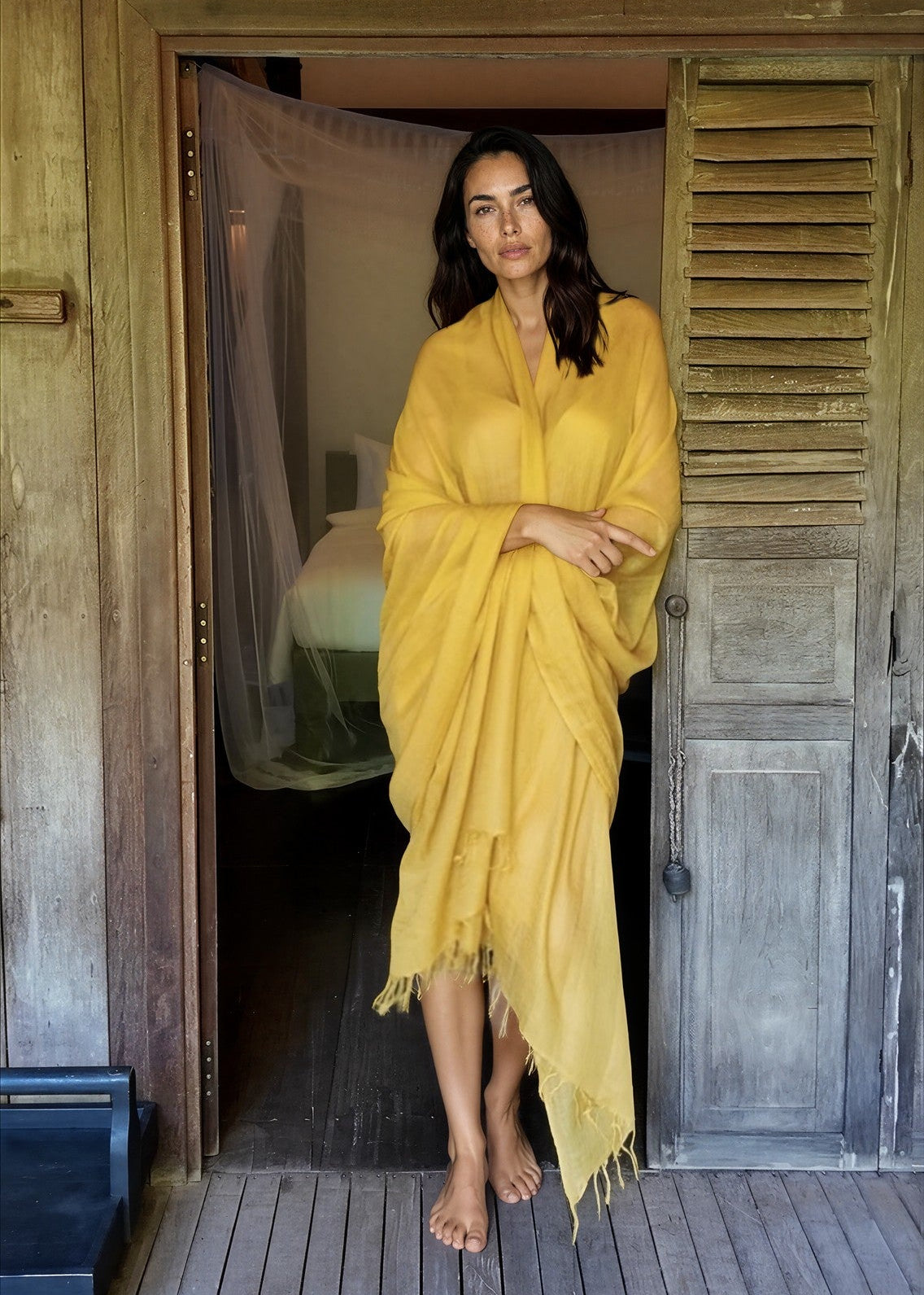 Saffron Cashmere Wrap – Handloom Himalayan Luxury Scarf