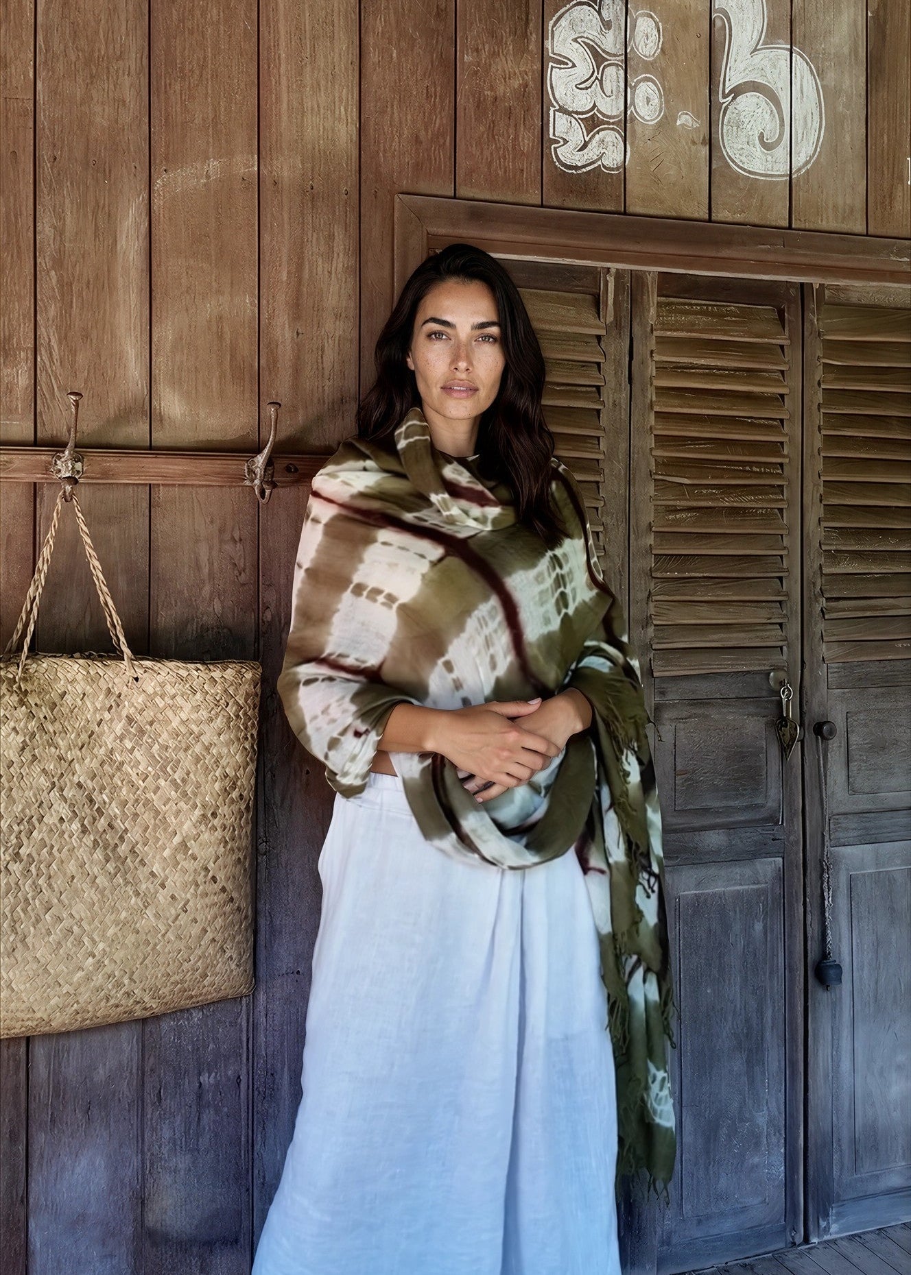 Forest Green, Brown & White Cashmere Wrap – Handloom Himalayan Limited Edition