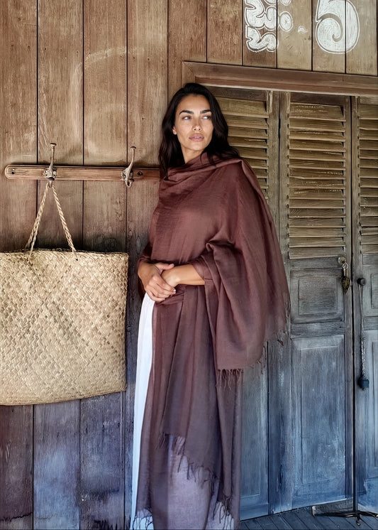 Earth Brown Handwoven Cashmere Wrap
